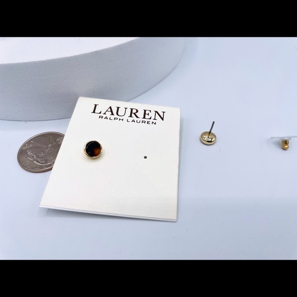 Lauren Ralph Lauren tortoiseshell Logo Mini Stud Earrings - Picture 2 of 3